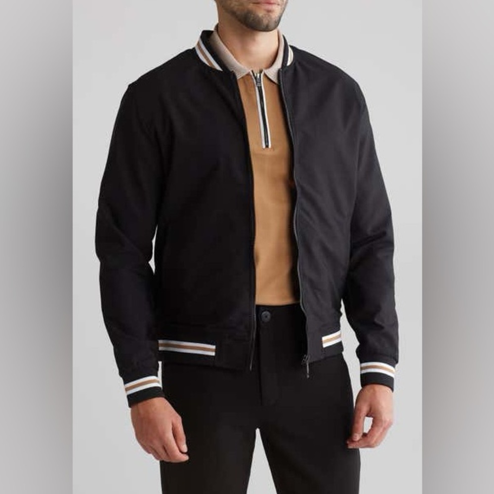 Denim & Flower Oxford Bomber Jacket Black Small